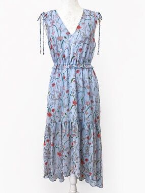 Banana Republic NWT Petite Blue Floral Midi Dress 4 Boho Spring
